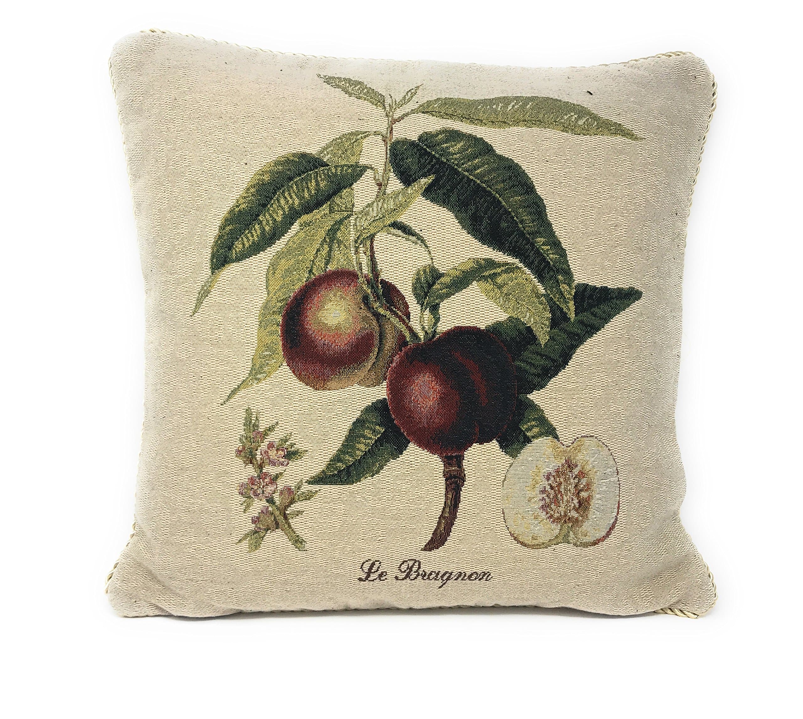 DaDa Bedding Throw Pillow Cover - Luxury Elegant Decorative Accent Red Nectarine Peach Fruit Tapestry Woven for Couch Sofa 1 Piece Tapestry Cushion Cover - 18" x 18"
