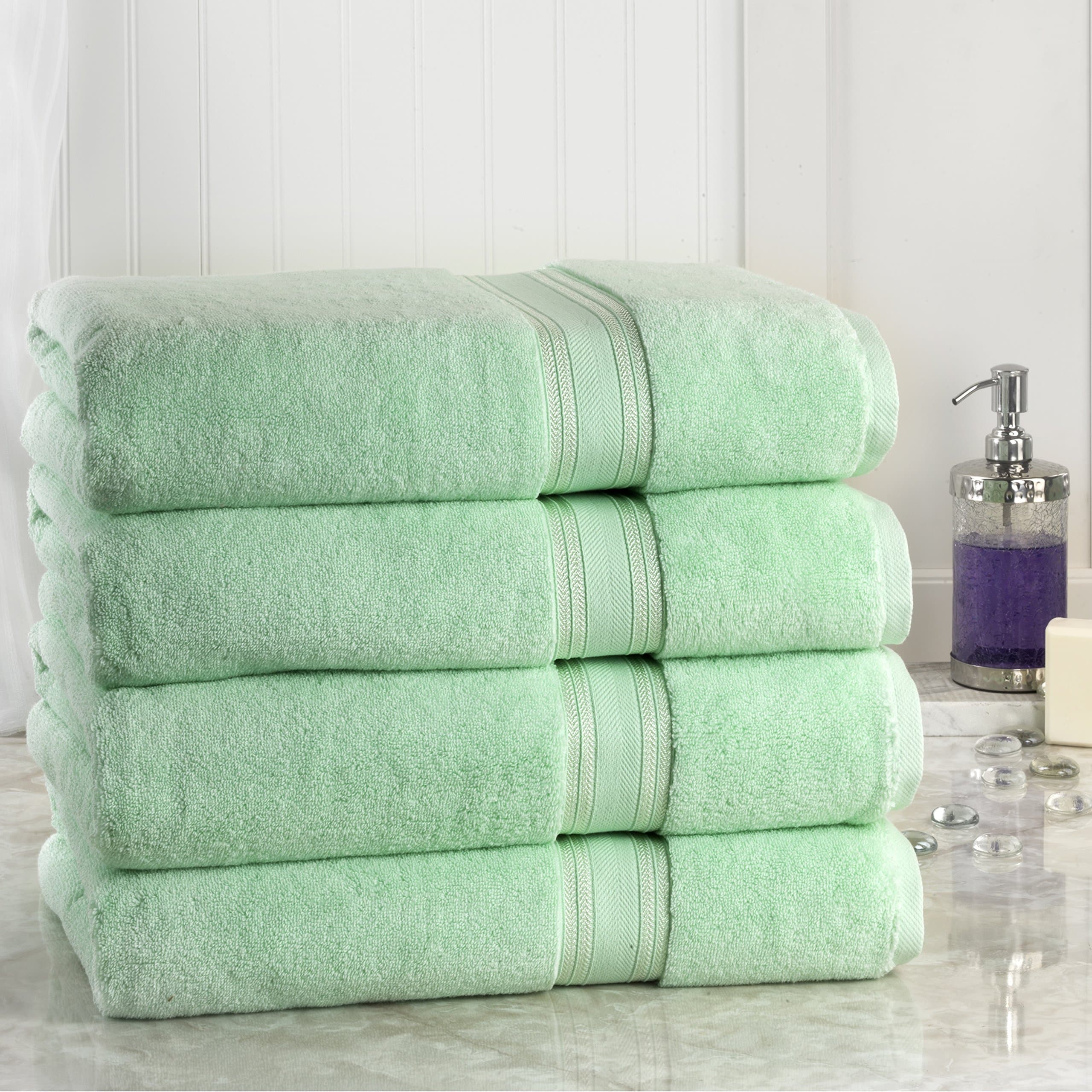 Super Absorb 100% Zero Twist Oversized Bath Sheets, Jade (Pack of 4)