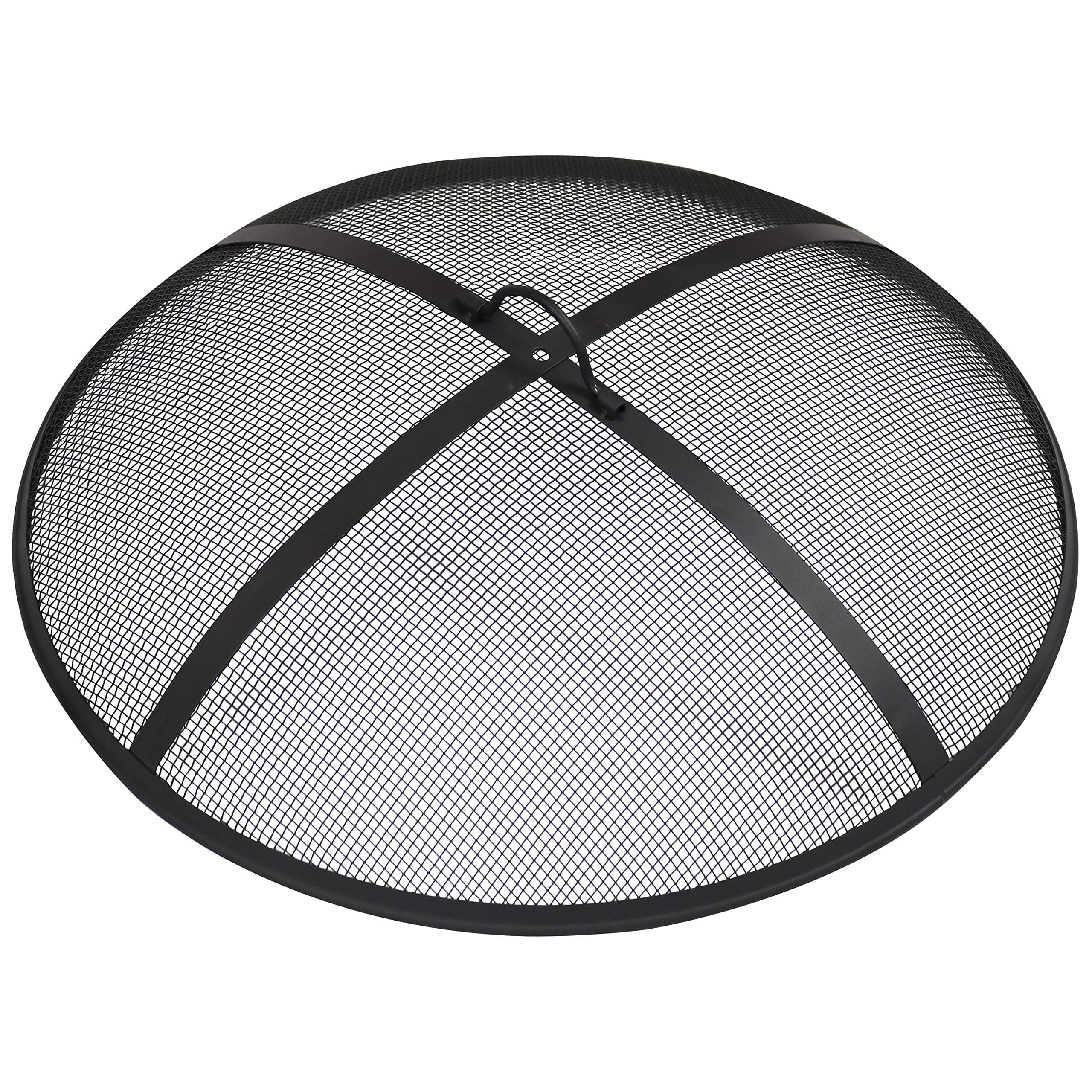 Sunnydaze Heavy-Duty Steel Mesh Fire Pit Screen - Fire Pit Spark Screen with Handle - 24-Inch Diameter