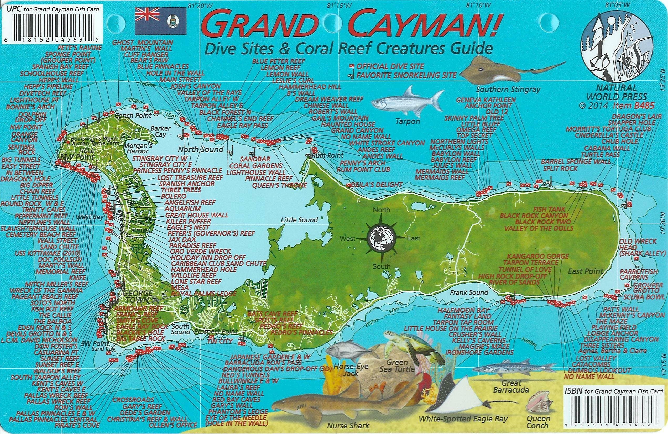 Grand Cayman Island Dive Map & Reef Creatures Guide Waterproof Fish Card Map – June 1, 2013