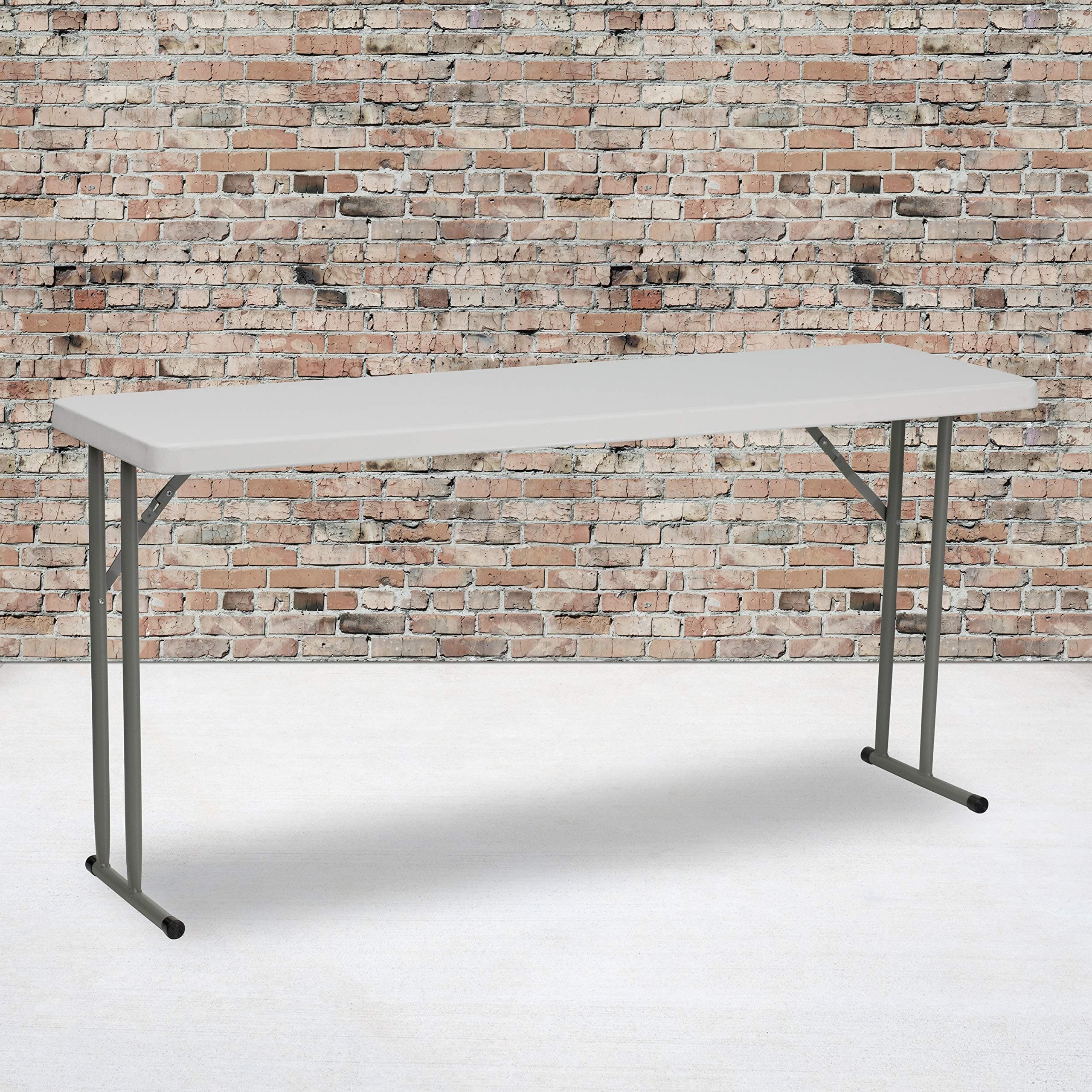 5' Rectangular Plastic Folding Table, Long Plastic Foldable Table for Residential Indoor/Outdoor Events, White | Folding, Training/Seminar