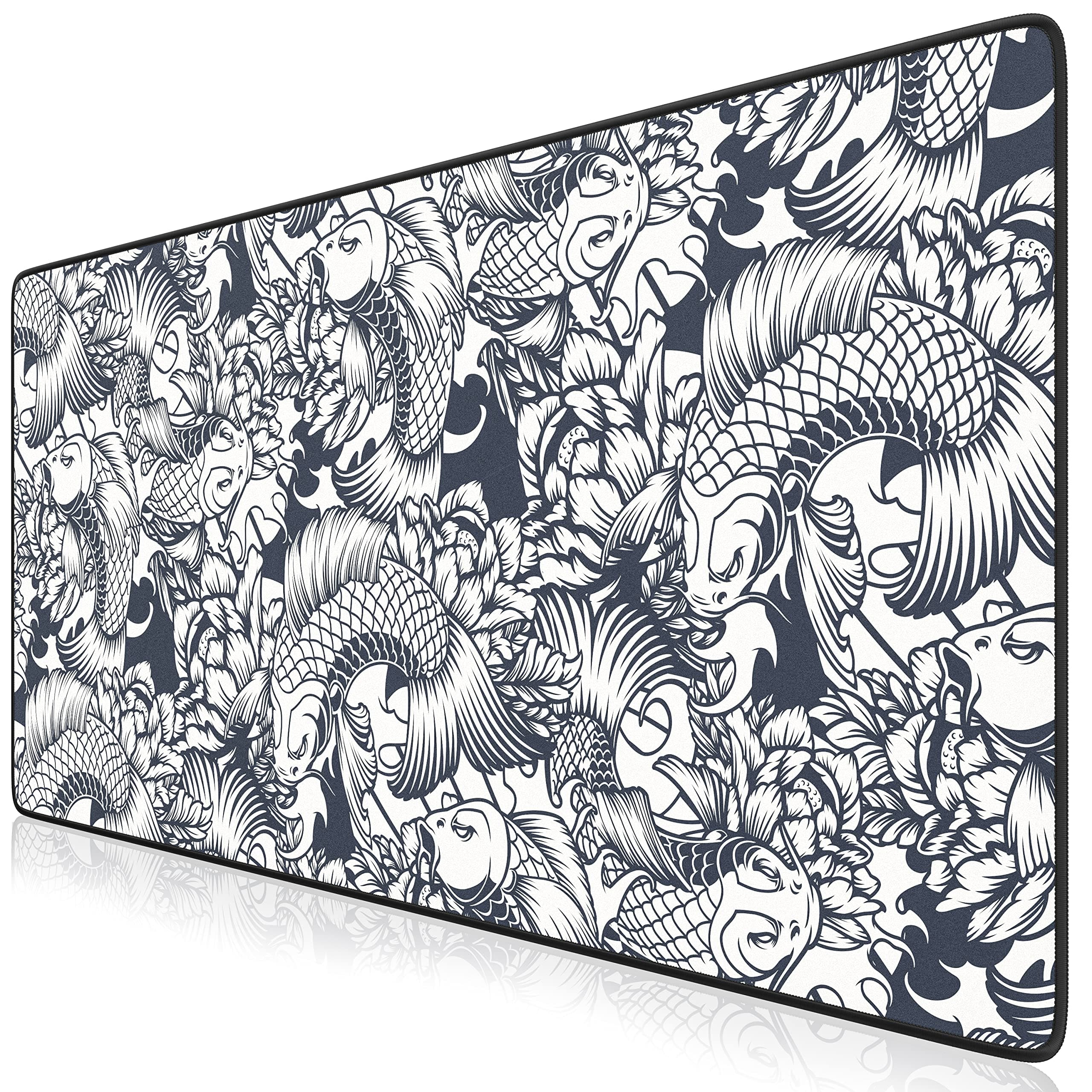 XXL Mouse Mat - Mouse Pad 900 x 400 x 3mm –Speed Gaming Mouse Pad - Extra Large - Table Mat Large Size - improved Precision and Speed – Design Koi Tattoo - Big Mouse Pad