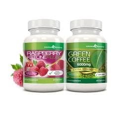 Raspberry Ketone Plus & Green Coffee Fat Burner Combo, 1 Month Supply, Evolution Slimming