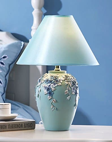 Mid-Century Ceramic Table Lamp360 ° Engraving E27 Bedside Lamp Desk Lamps ( Color : Blue , Size : Dimming switch )