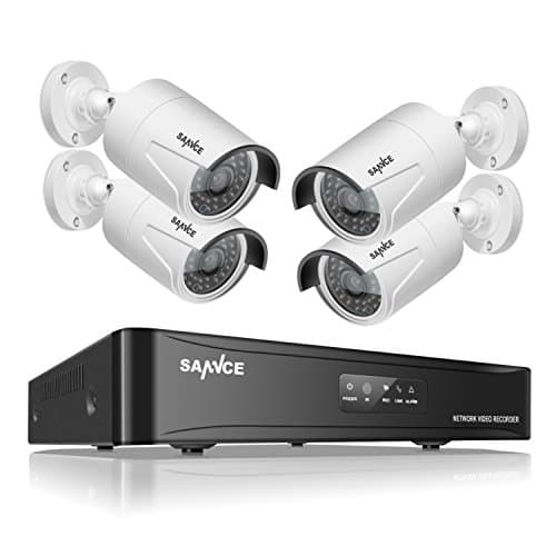 SANNCE 4CH 1080P PoE NVR HD Security Camera System w/ 4 2.1 Megapixels 1920*1080P Weatherproof CCTV Bullet Camera, Power Over Ethernet, Smart Recording, Quick Scan QR Code Quick Remote Access