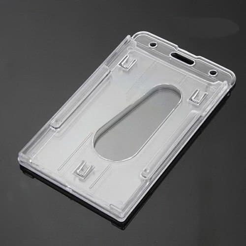 3x Clear Vertical Hard Plastic Badge Holder Double Card Id by Badge Holder
