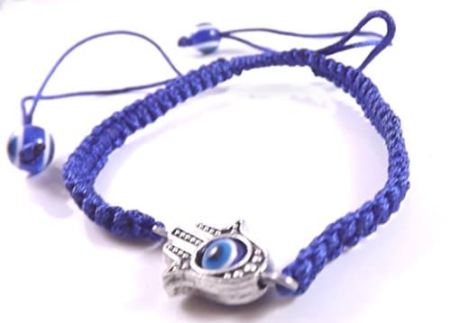 3 Evil Eye HAMSA Dark Blue String Bracelets