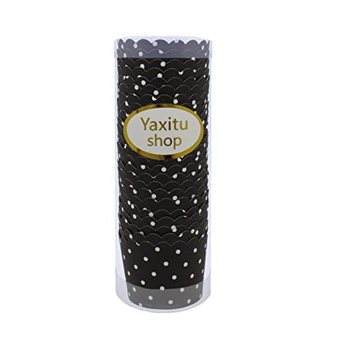 Yaxitu Polka Dots Paper Cupcake Wrapper Cake Case Baking Cups Liner Muffin (Pack of 24) (Black)