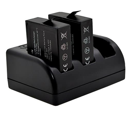 Visibee Replacement Battery (2 Pack) + 3-Channel Charger for GoPro Hero 5 Camera