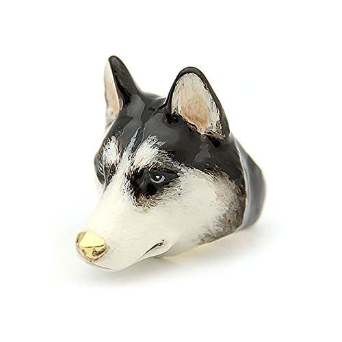 Storm Ring Husky Ring Ring golden Handmade adjustable size animal 18K gold painting Animal ring