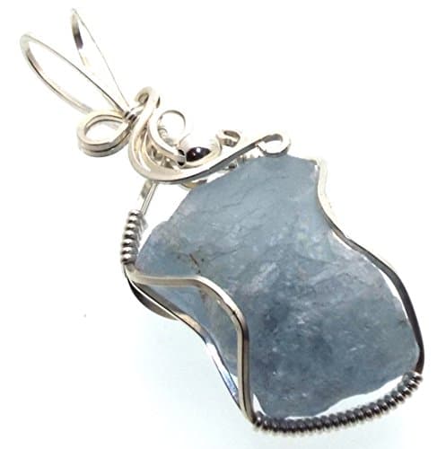 Celestite Gemstone Silver Filled Wire Wrapped Pendant