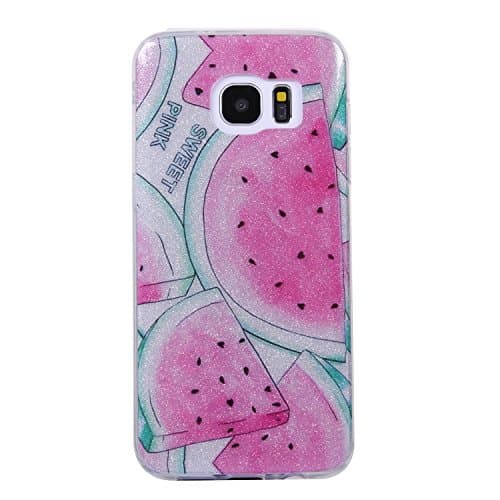 HeBan Luxury Bling Bling Glitter Sparkle Designer Case Shockproof Shining Fashion Style Back Cover for Samsung Galaxy S7 - Fruit Watermelon