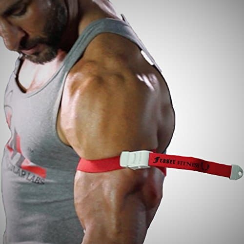 Occlusion Training Bands Blood Flow Restriction Bands (2 PACK) for BFR Training, Wraps Cuff by Fraser Fitness, Strong Elastic Cotton Adjustable Strap with Quick Release Buckle (red)