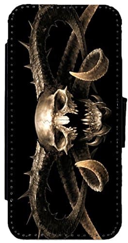 Gothic - Emo Inspired Goth Leather Flip Phone Case Wallet Cover for iPhone & Samsung (iPhone 6 / 6s)