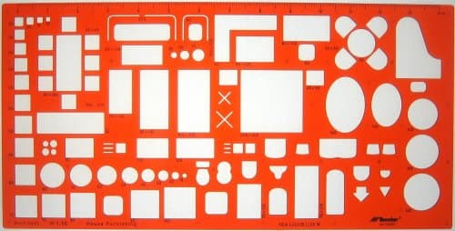 1:50 Scale Architectural Drawing Template Stencil - Architect Technical Drafting Supplies - Furniture Symbols for House Interior Floor Plan Design