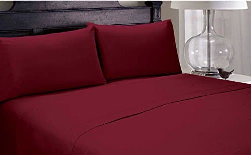 1 Piece Flat Sheet,1 Piece Fitted Sheet (Fits upto 8 to 10 inches Extra Deep Pocket) & 2 Pillow cases Solid Pattern 800 Thread Count 100% Egyptian Cotton (Queen , Burgundy)