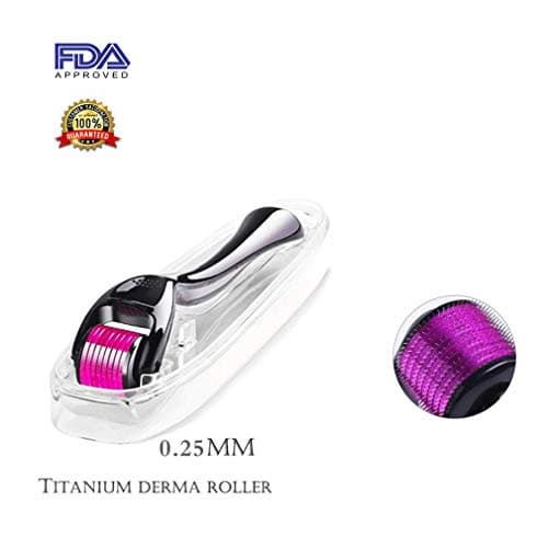 Derma Roller Microneedles Kit Cosmetic Instrument for Face, Micro Needle 0.25mm Size 540 Titanium for Face & Body Skin Care with 1 Protective Case(Black)