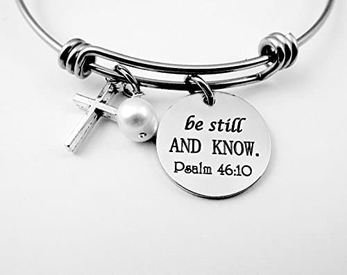 Psalm 46:10 Be Still and Know That I am God Stainless Bangle Bracelet Bible Quote