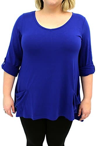 Isabella Rodriguez - Plus Size Roll Tab Sleeve Swing Tunic Top - Royal Blue 3X