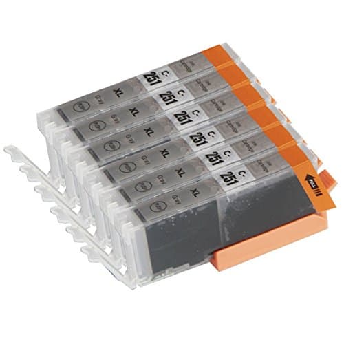 Toner Clinic TC-CLI-251XL 6PK 6 CLI-251GY Gray Compatible Inkjet Cartridge for PIXMA iP8720 PIXMA MG6320 PIXMA MG6620 PIXMA MG7120 PIXMA MG7520 - 6 Pack Inkjet Cartridges