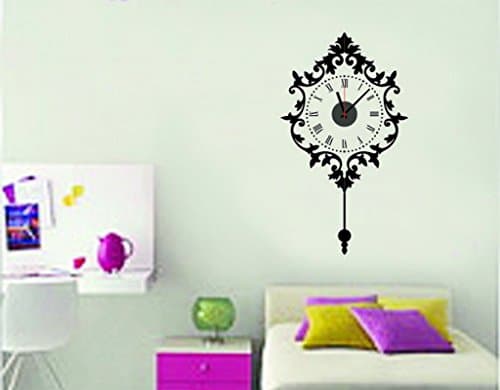 Black Wall Clock Large Decoration Removable Sticker 50 x 90 / 19.68" X 35.43" Style Sticker Home Decor DIY Decal