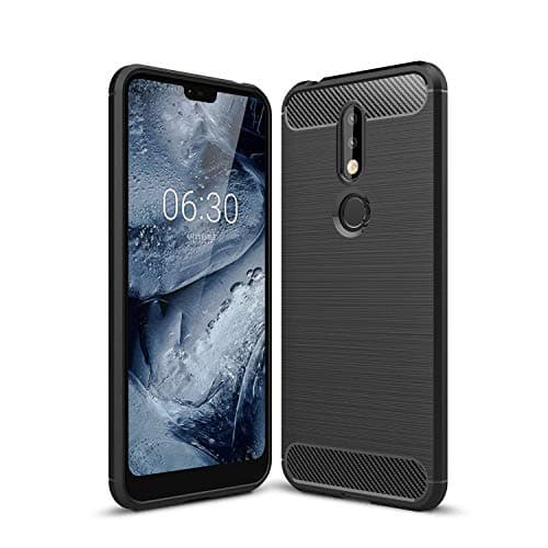 GVTECH Case for Nokia 7.1 TPU Cover Ultra Thin, Lightweight Carbon Fiber Design Flexible Bumper Rubber Protective Case for Nokia 7.1, Black