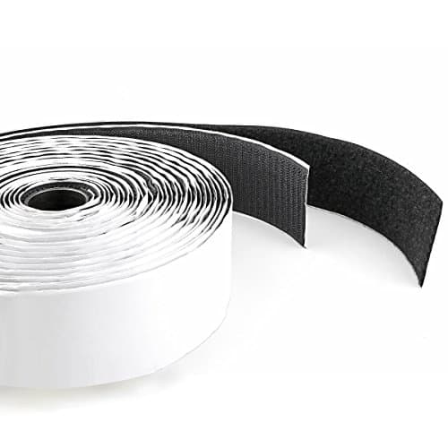Hook & Loop Self Adhesive Strong Gripping Fastener Tape 1" x 16' Strong High Temperature Adhesive - Black