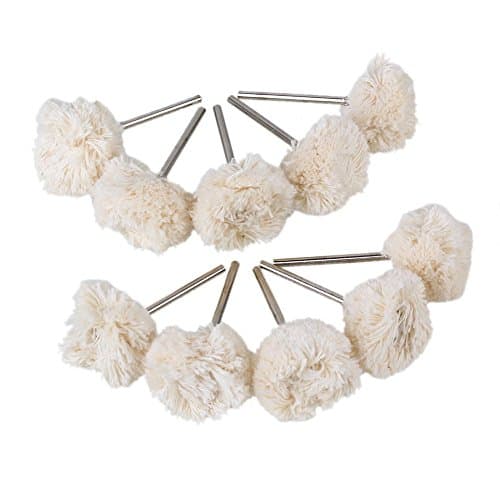 CNBTR 22mm Dia Mounted Fold Wool Felt Polisher Buff Wheel Pad With 2.35mm Shank Polishing Wheel Pack of 10