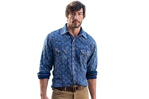 Ryan Michael - Vintage Dot Hex Wood Snaps Saw Tooth Pockets Western Style Shirt