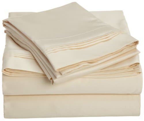 1000 Thread Count Egyptian Cotton Solid Sheet Set Color: Ivory, Size: Full