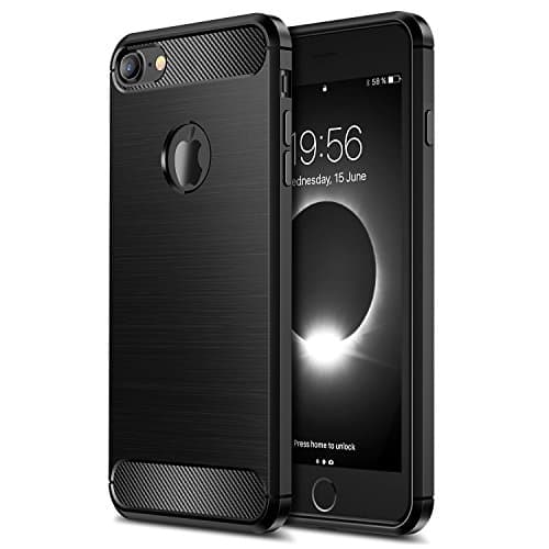 IPhone 7 Case, Stylish Silicone Slim Fit Shock-Absorption TPU Bumper and Scratch Resistant Protective Cover for Apple IPhone 7 + 2 Tempered Glass Screen Protectors - Black