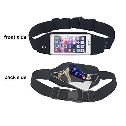 Waist Pack, Smarco Adjustable and Touchscreen Running Belt for iPhone6 Plus-5.5Inch, iPod, Keys, Cash and Credit Cards - Ideal for Jogging, Gym, Running, Workout, Hiking or Other Sports Black