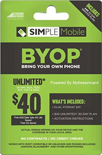 Simple Mobile Dual Sim Card With Preloaded Prefunded $40 Plan First Free Month