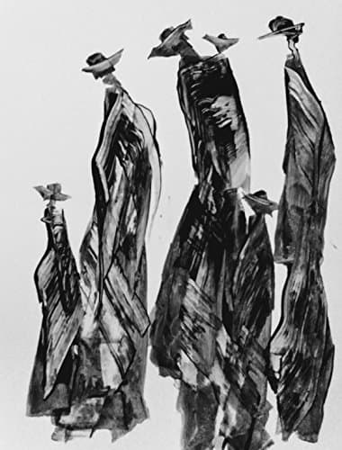 Black and White Abstract Gesture drawing with chines ink on white paper-200