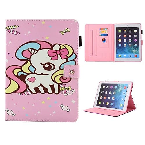 iPad Mini Case Smart Leather Case - UNOTECH Card Slot Protective Case with Pen Holder Wake/Sleep Function for iPad Mini 1 2 3 4 (7.9 Inch), Unicorn