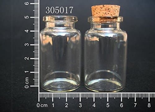 AEAOA 10 pcs 2/3 oz 1-1/5" tall 2" Diameter Small Clear Glass Bottle Message Wedding Wish Vial Pendant With Cork and Hook