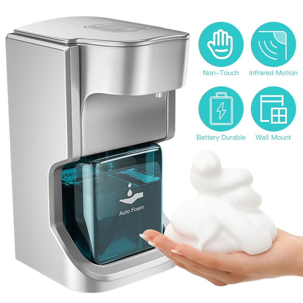AUGOLA Automatic Soap Dispenser Touchless,Foaming Soap Dispense Electric Auto Foaming Soap Pump,Infrared Motion Sensor Battery Operated,2 Adjustable Mode,500ML