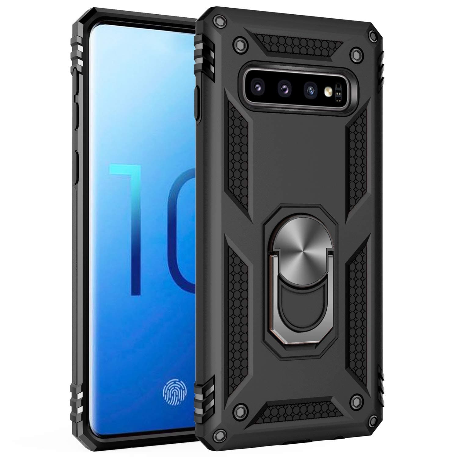 Samsung S10 Case Ring Kickstand Screen Camera Protection Black