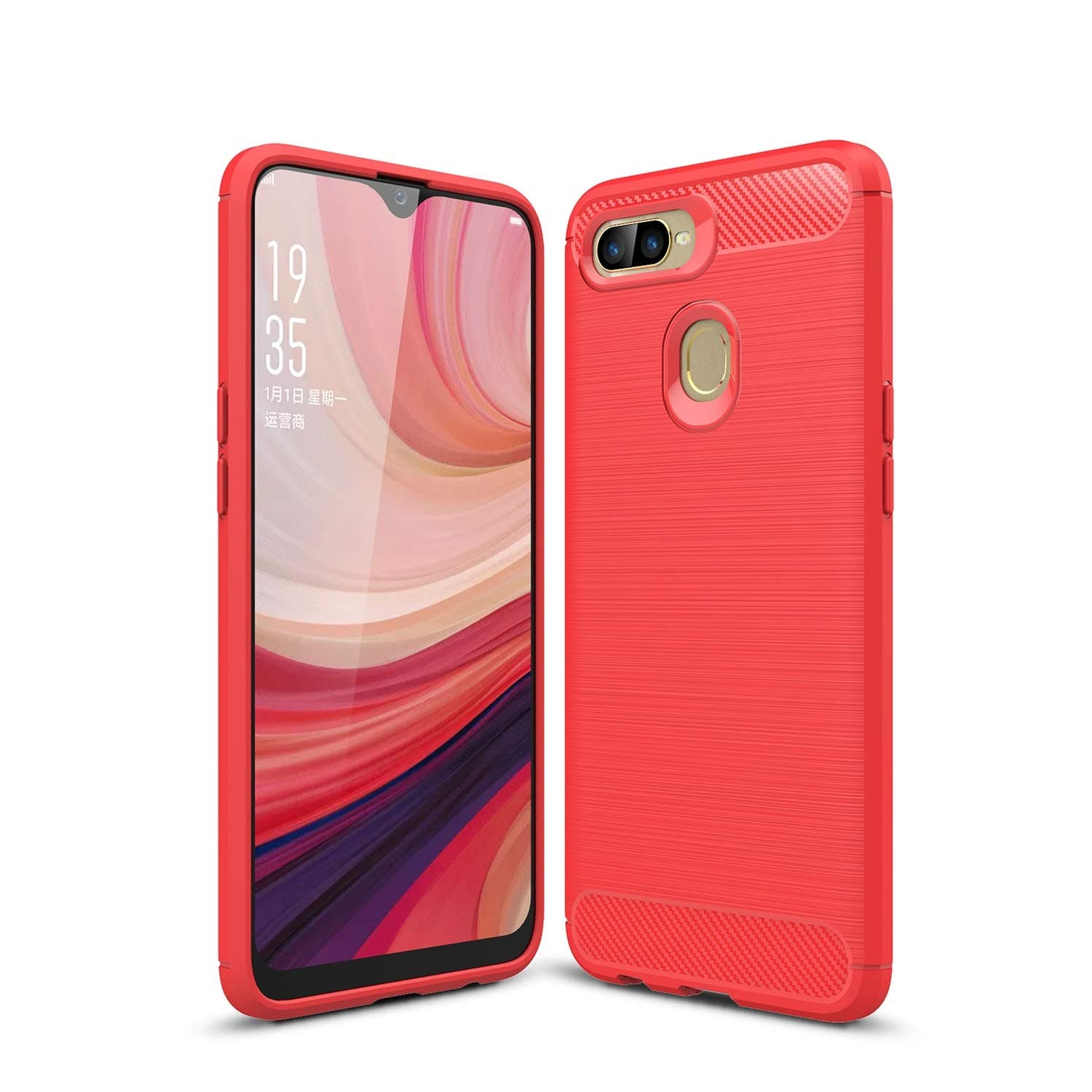 for Oppo A5/A3S/AX5/C1 |A3 |A7/A5S Case Ultra Slim Shock Resistant Carbon Fiber Wire Drawing Thin Soft TPU Protective Cover