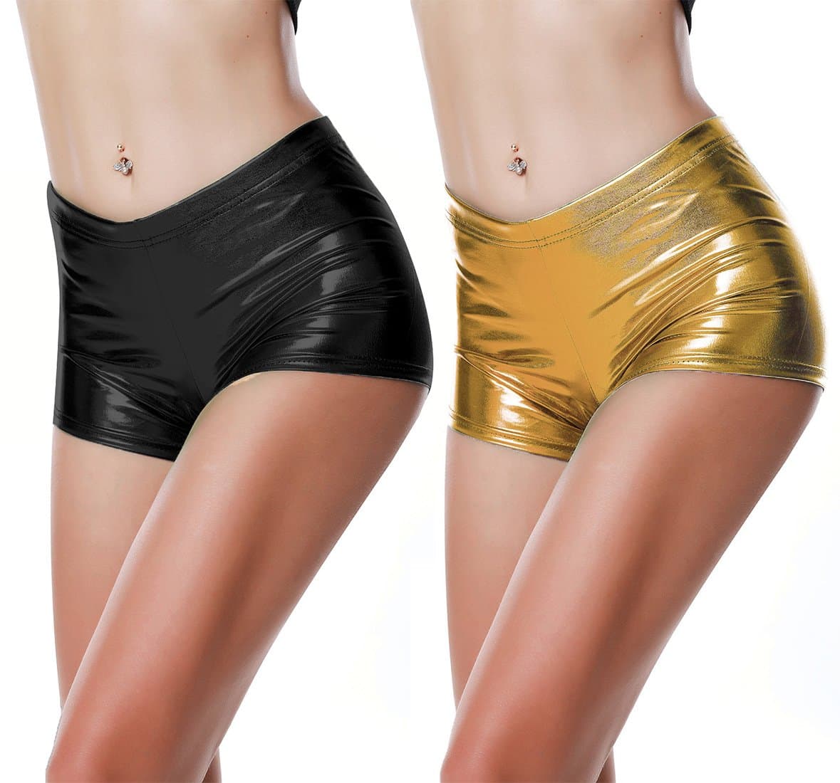 BLACK JACKY Metallic Rave Booty Dance Shorts