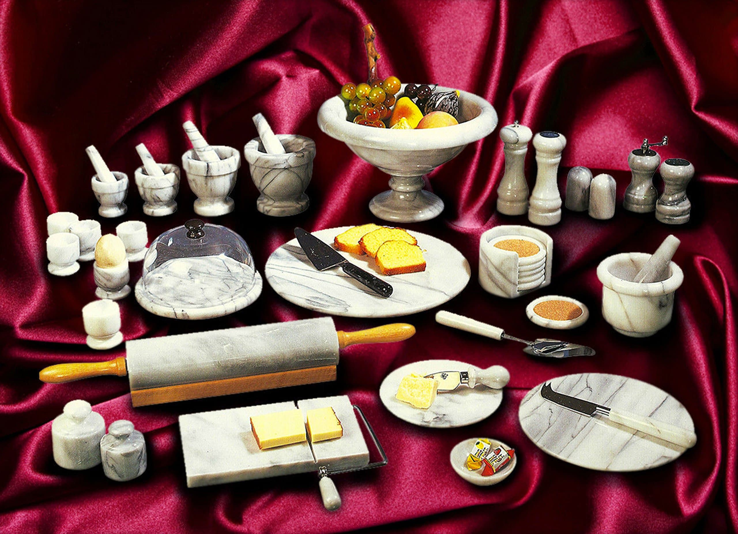 Kitchen Service in White Marble Egg Cup Set 6pz 4.5 x 4,5 cm Egg Chalice White Marble Kitchen Service Stone Handmade Classics Home Interior Design