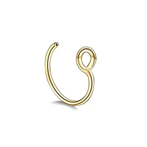 Generic20g Gold and Silver Fake Nose Ring - No Piercing Needed - Handmade Clip-On Faux Hoop