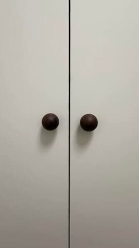 5PCS Round Wooden Drawer Knobs Cabinet Knobs with Hardware,Dresser Furniture Drawers Knobs,Cabinet Pulls Handles for Drawer Wardrobe Dresser Cupboard (Walnut)