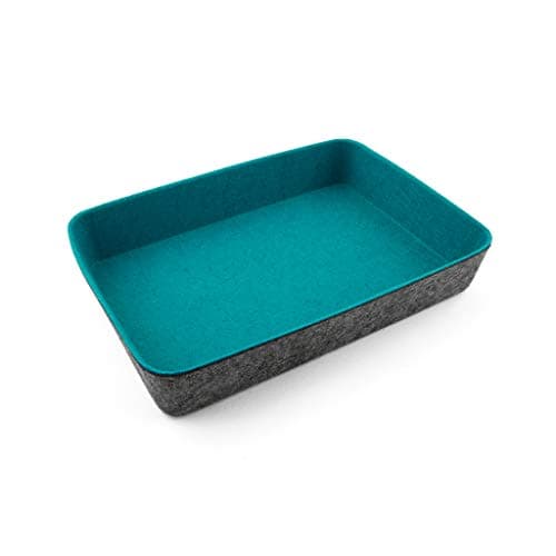 Three by ThreeSeattle Felt·Like·It! 10.5 x 7.5 Inch Felt Storage Bin for Office, Craft Room, Classroom, Living Room, Bedroom Storage (Blue)
