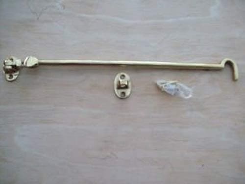 Ironmongery World12" / 300mm Solid Brass Non Rattle Cabin Hook Door Gate Hook & Eye Silent Type