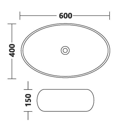CLUSTER Designer Glossy Ceramic Table Top | Wash Basin For Bathroom And Livingroom And Resturant Decor, Glossy Golden, Oval, 600x400x150mm