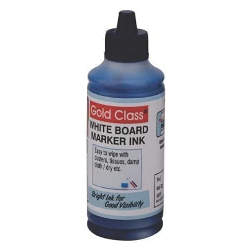 Gold Class White Board Marker Ink - 100 ML_PCK-01_Black| Suitable for White Board Surface |School Stationery |Easily Refill |Bold Black Color |Smudge Proof|Quick Drying |Indian Brand.
