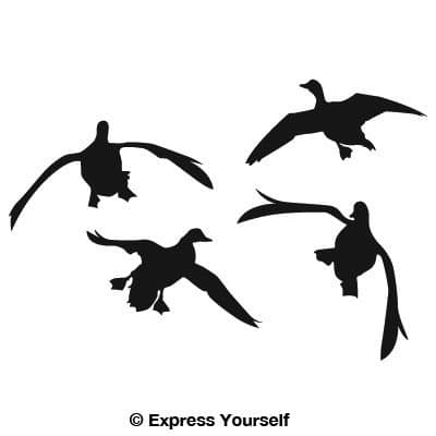 Express Yourself Products Jukin' Four Ducks (Black - Image Facing as Shown - Large) Decal Sticker - Waterfowl Collection