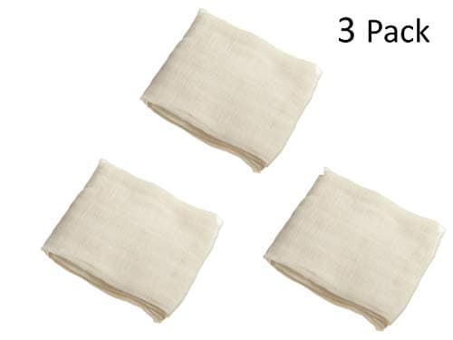 Unbleached Cheesecloth 9 Sq ft 100% Cotton Reusable-Great Filter or Strainer for Cheese/Kombucha scoby/Glass jar/Wine making(Pack of 3)