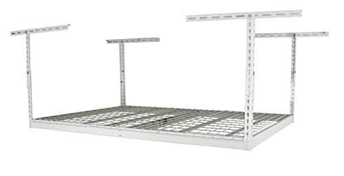 MonsterRax Overhead Garage Storage Racks 4x6, Ceiling Mounted Shelving, Adjustable Hanging Storage Organizer, Heavy Duty Steel, Holds 500 Pounds, Color: Hammertone, Adjusts 12"-21” off Ceiling